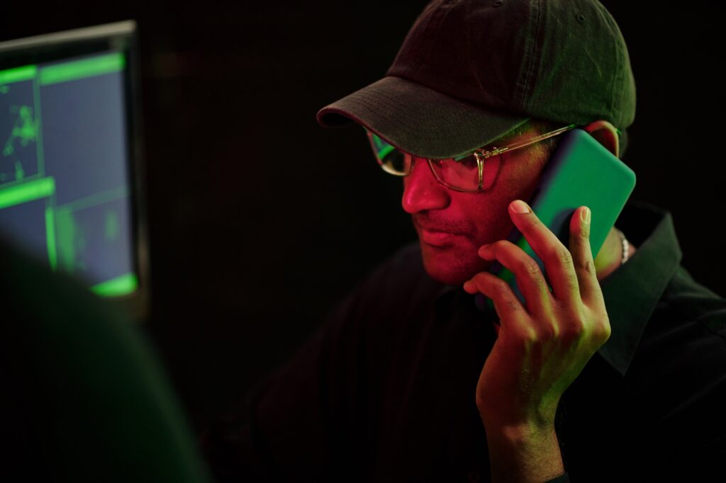 Hacker Talking on Phone